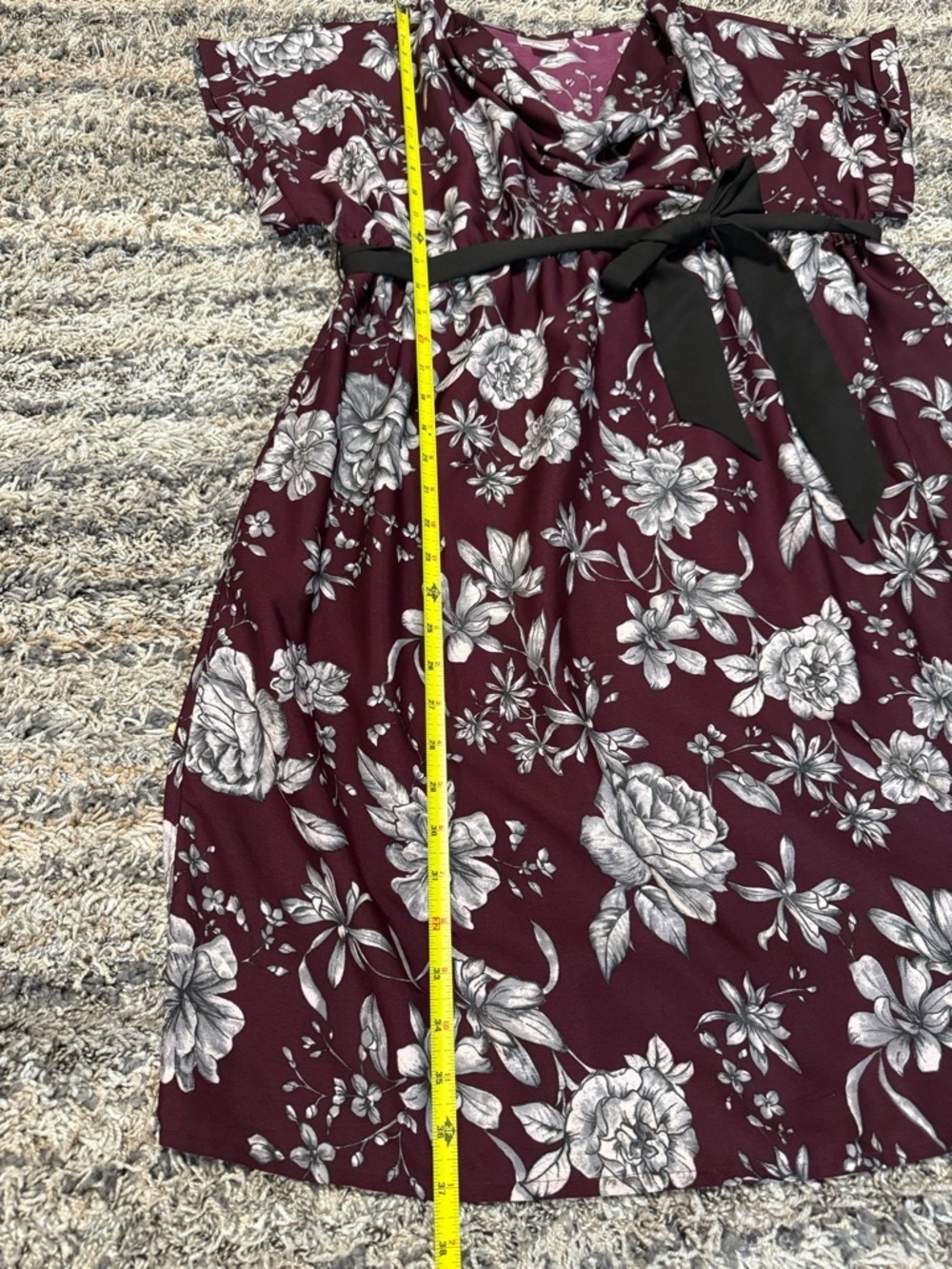 Motherhood Maternity Burgundy Floral Dress with Black Accents - Picture 5 of 9